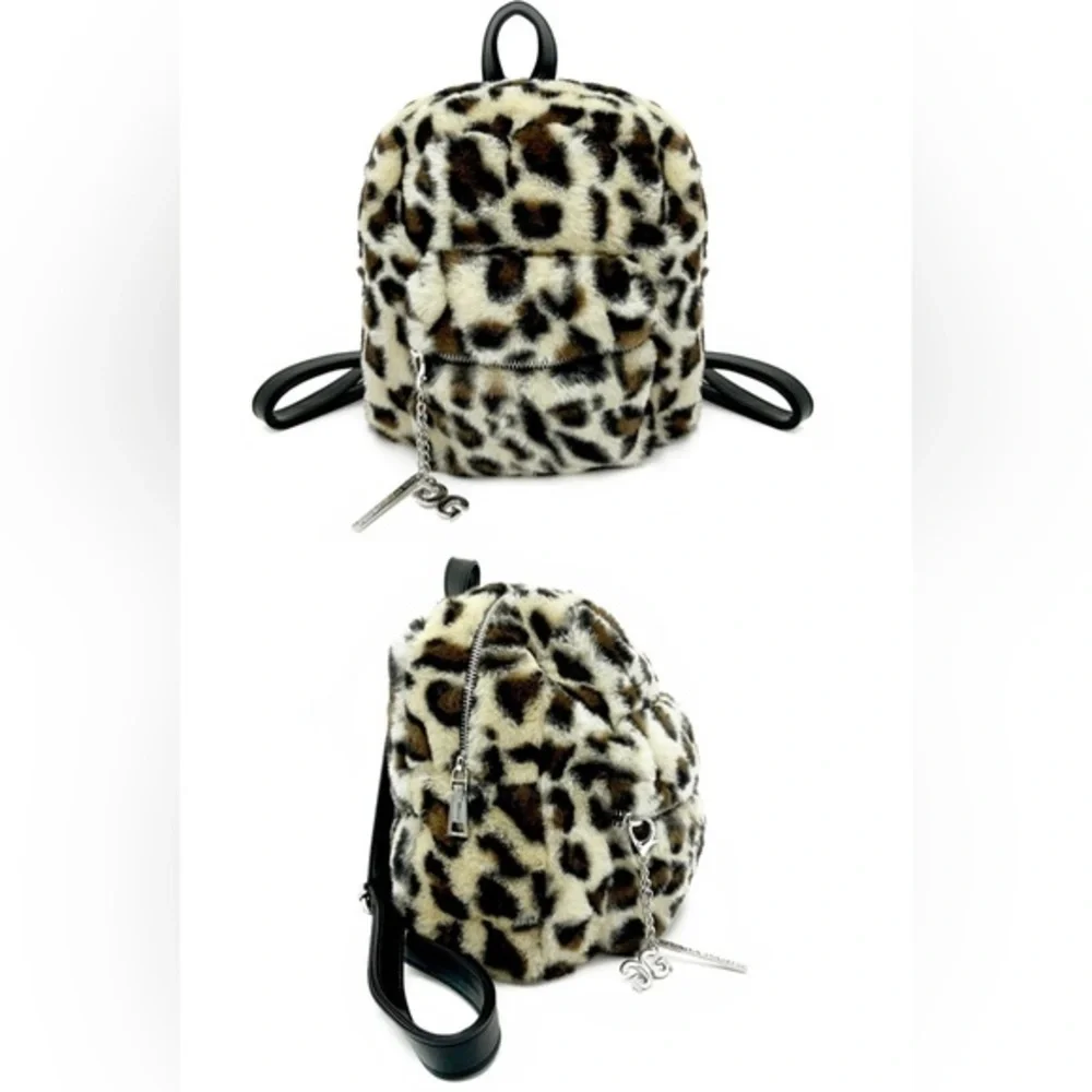 Leopard Print Faux Fur Backpack